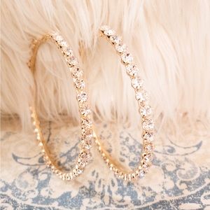 Oversized rhinestone hoop earrings